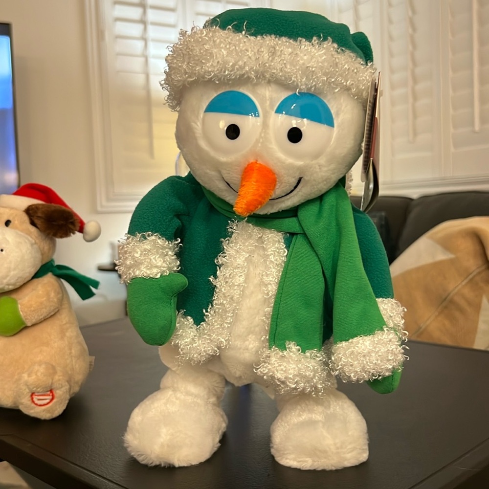 Brand New Gemmy Animated Christmas Cha Cha Slider Snowman Singing Dancing 13"